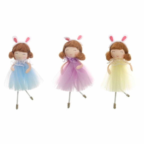 Piwvid Spring Fairy Party Decorations 3PCS 5inch Pastel Pink Yellow Blue Flower Angels Tree Hanging Ornament for Easter Spring Birthday Party Home Garden Decor