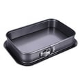 thumbnail image 1 of Piwvid Springform Cake Pan, Non-stick Cheesecake Pan, 14 x 9 Inch Large Rectangle Cake Pan with Removable Bottom, Ice Cream Cake Bakeware for Home Kitchen, Black, 1 of 8