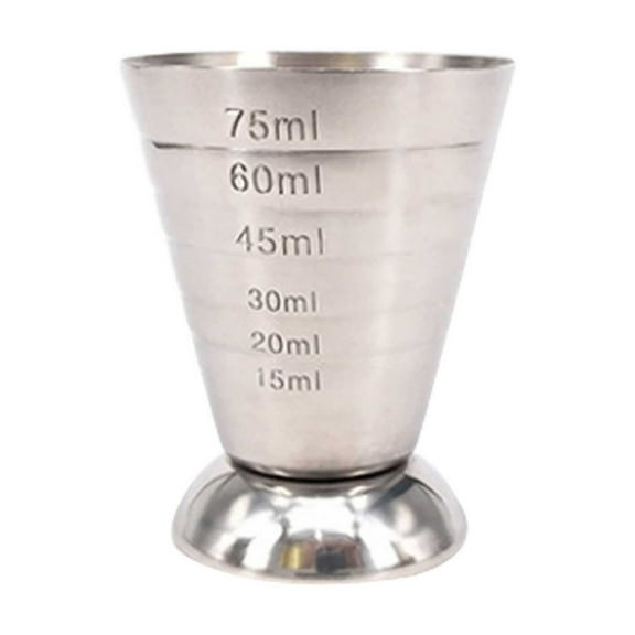 Piwvid Stainless Steel Measuring Cup, 2.5 oz, 75 ml, Cocktail Jiggers, Multi-Unit Measure, Cocktail Drinking Measuring Jigger for Bartending Bar (Silver)
