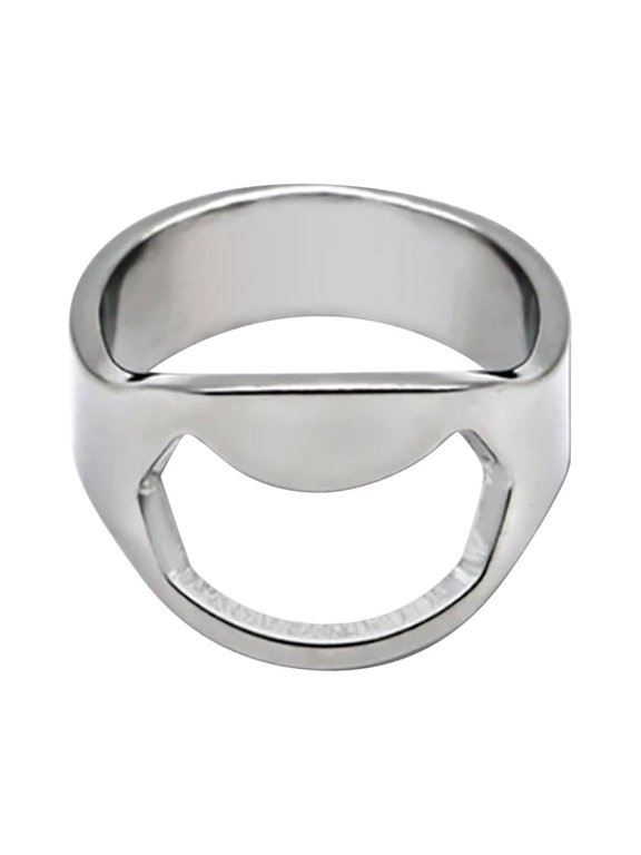 Stainless Steel Ring Bottle Opener for Men, Bartender Finger Bottle Opener Ring Tool for Bars Parties Favors and Everyday Carry Use