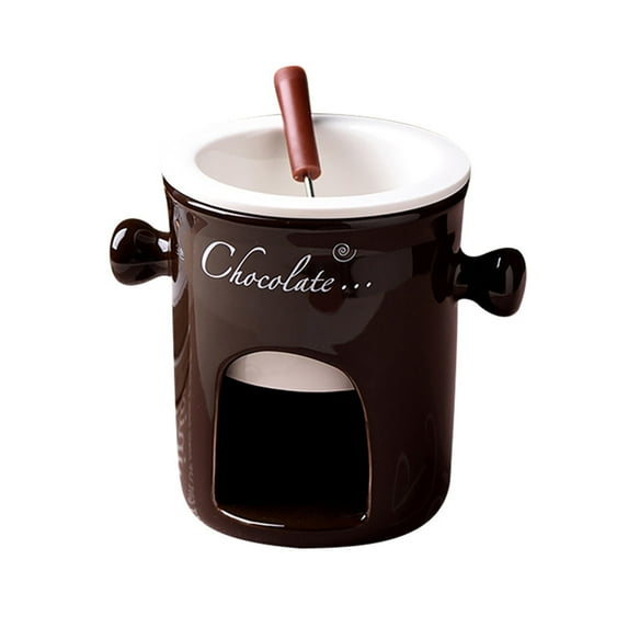 Piwvid Sweet Fondue Cup Set, Ceramic Chocolate Melting Mug with Forks, Multifunction Meltie Cup for Chocolate and Cheese, Ideal for Romantic Date Nights, Birthdays, and Wedding Gifts
