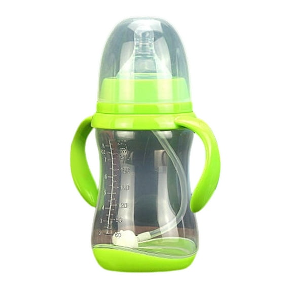 Piwvid Wide Caliber Baby Bottle with Handle Plastic Trainer Cup, Trainer Drinking Cup with Extra-Soft Spout, Spill-Free Nipple, and Non-Slip Handles, for Baby