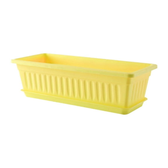 Piwvid Window Box Planter, Yellow Flower Window Box Plastic Vegetable Planters Long Pots for Outdoor Indoor Windowsill, Patio, Garden, Home Decor, Porch (17in x 7.3in)