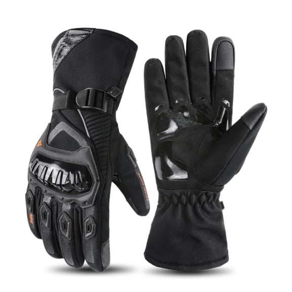 Piwvid Windproof Two Finger Touchscreen Winter Motorcycle Gloves, Thermal Insulated Anti Slip Riding Mittens, Warm Protective Gear for Men Women Cold Weather Bike Outdoor Travel