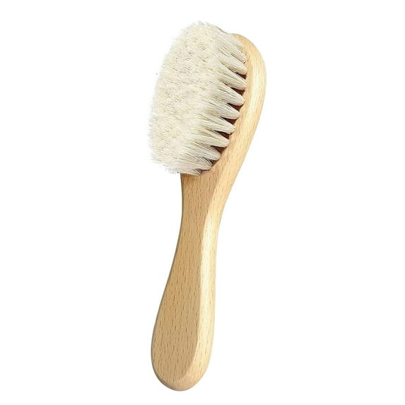 Piwvid Wooden Baby Hair Brush for Newborns and Toddlers Baby Brush Natural Soft Goat Bristles Hairbrush, Ideal for Cradle Cap, Perfect Baby Registry Gift