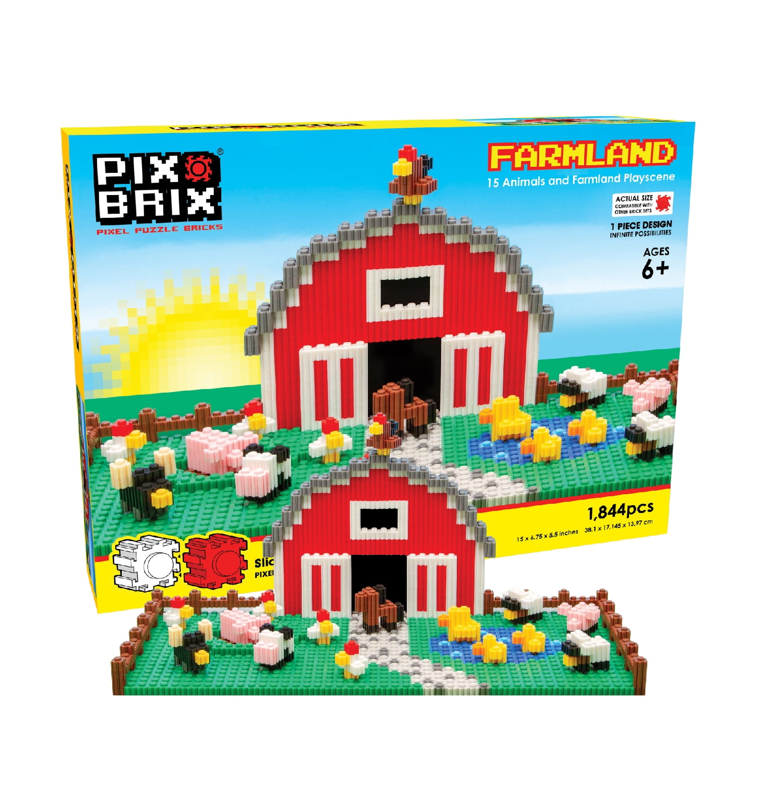 Pix Brix Pixel Art Puzzle Bricks, Farmland, 1,844 Pieces, Ages 6 Plus