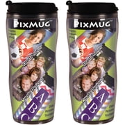 PixMug   14 oz Photo Travel Mug with Flip Top - The Mug Thats a Picture Frame - DIY - Insert Your Own Photos or Create and Print Inserts Online   2 Pack