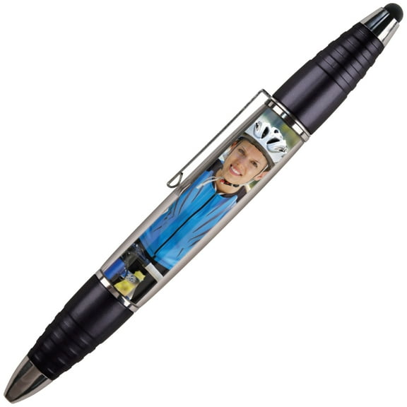 PixStylus 2 in 1 Personalized Pen and Stylus Combo - DIY Just Insert a Photo or Create Your Own Custom Insert Online - Black