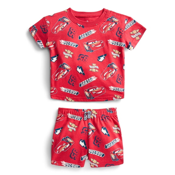 Pixar Cars Baby Boys Allover Print Short Sleeve Tee and Shorts Set, 2-Piece, Sizes 0/3M-24M