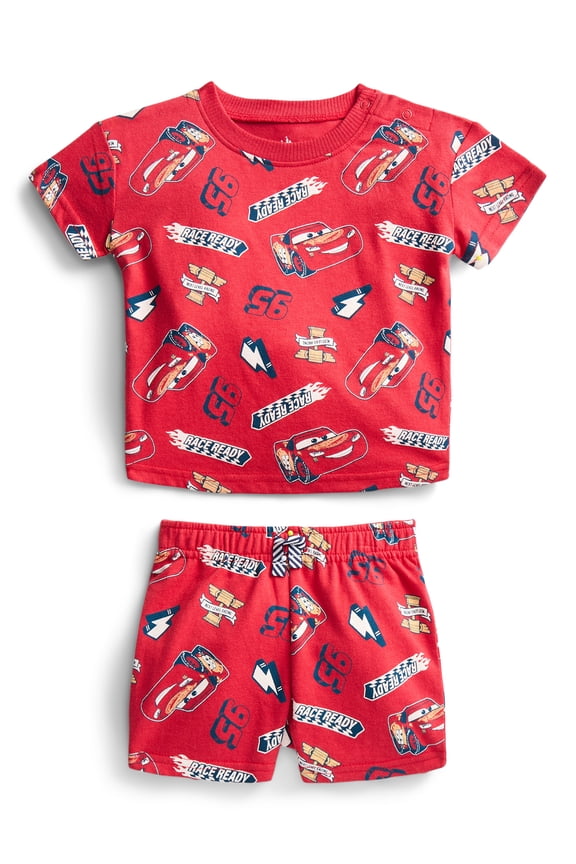 Cars Baby Boys Allover Print Short Sleeve Tee and Shorts Set, 2-Piece, Sizes 0/3M-24M