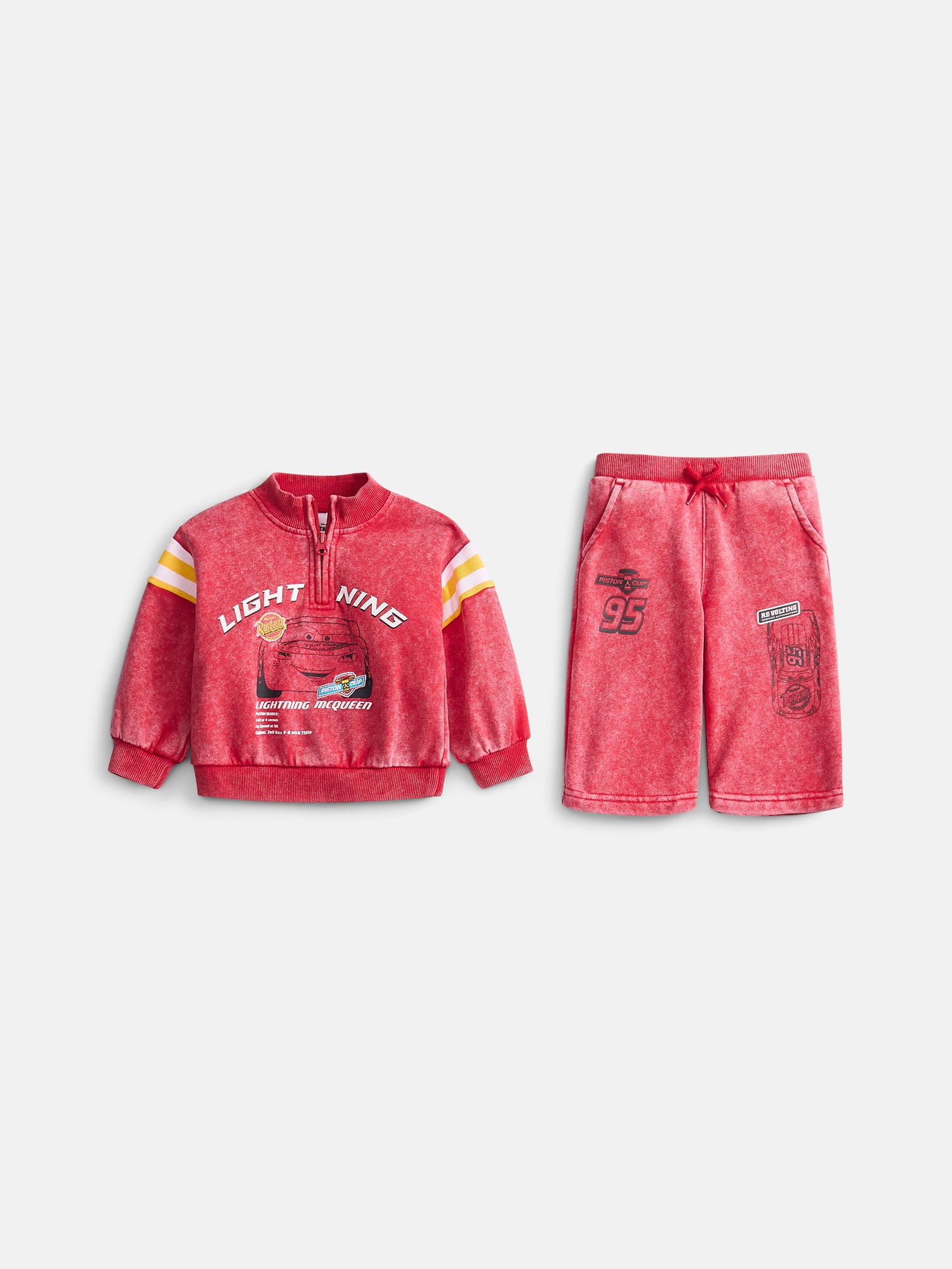 Pixar Cars Baby Boys Half Zip Sweatshirt and Pants Set, 2 Piece, Sizes 0/3M-6/9M