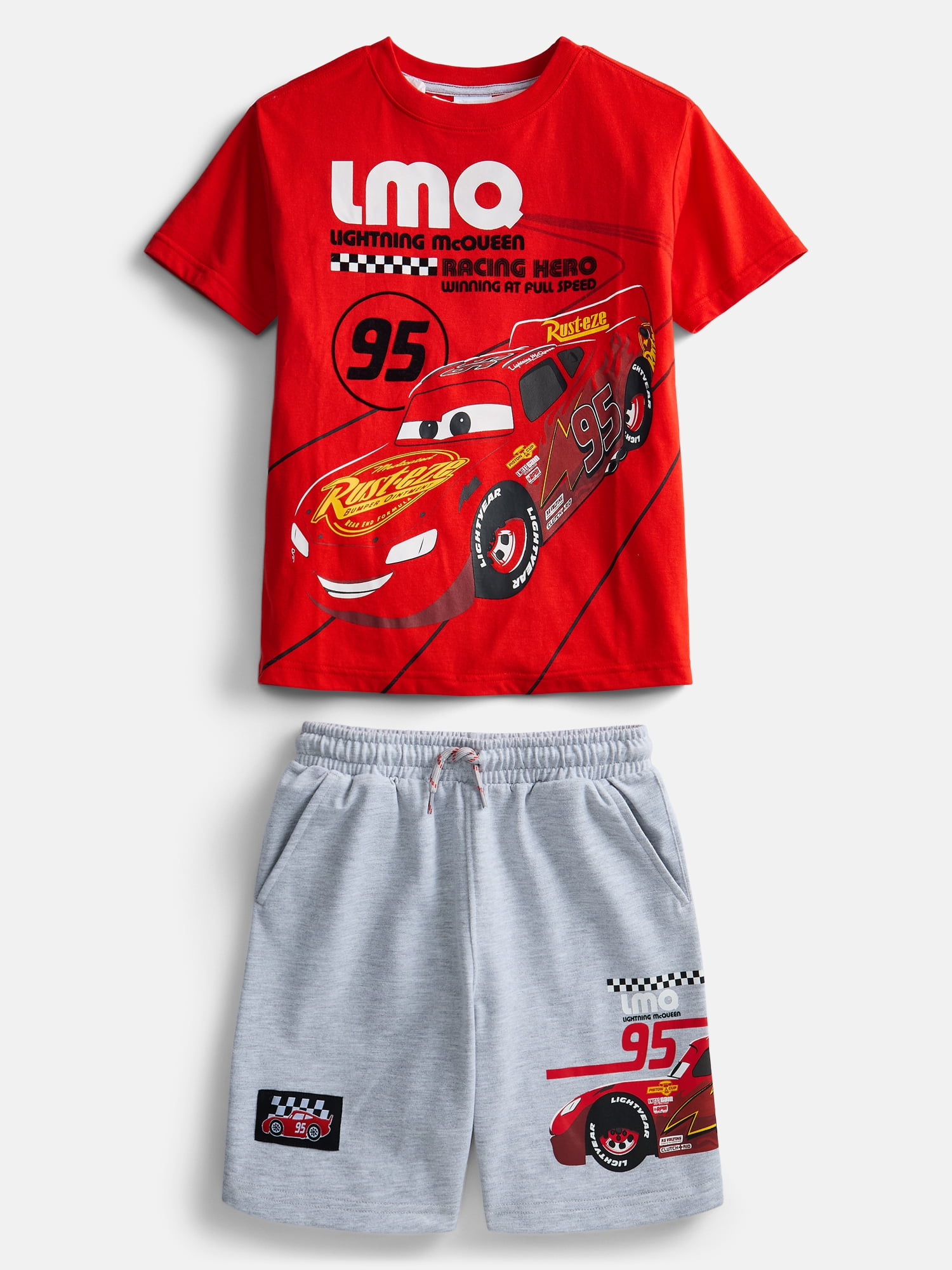 Disney Pixar Cars Lightning McQueen Boys Graphic Tee and Short Set, 2 Piece, Sizes 4-16