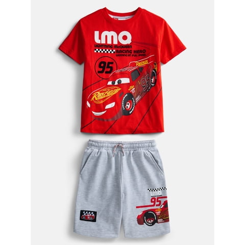 Disney Pixar Cars Lightning McQueen Boys Graphic Tee and Short Set, 2 Piece, Sizes 4-16