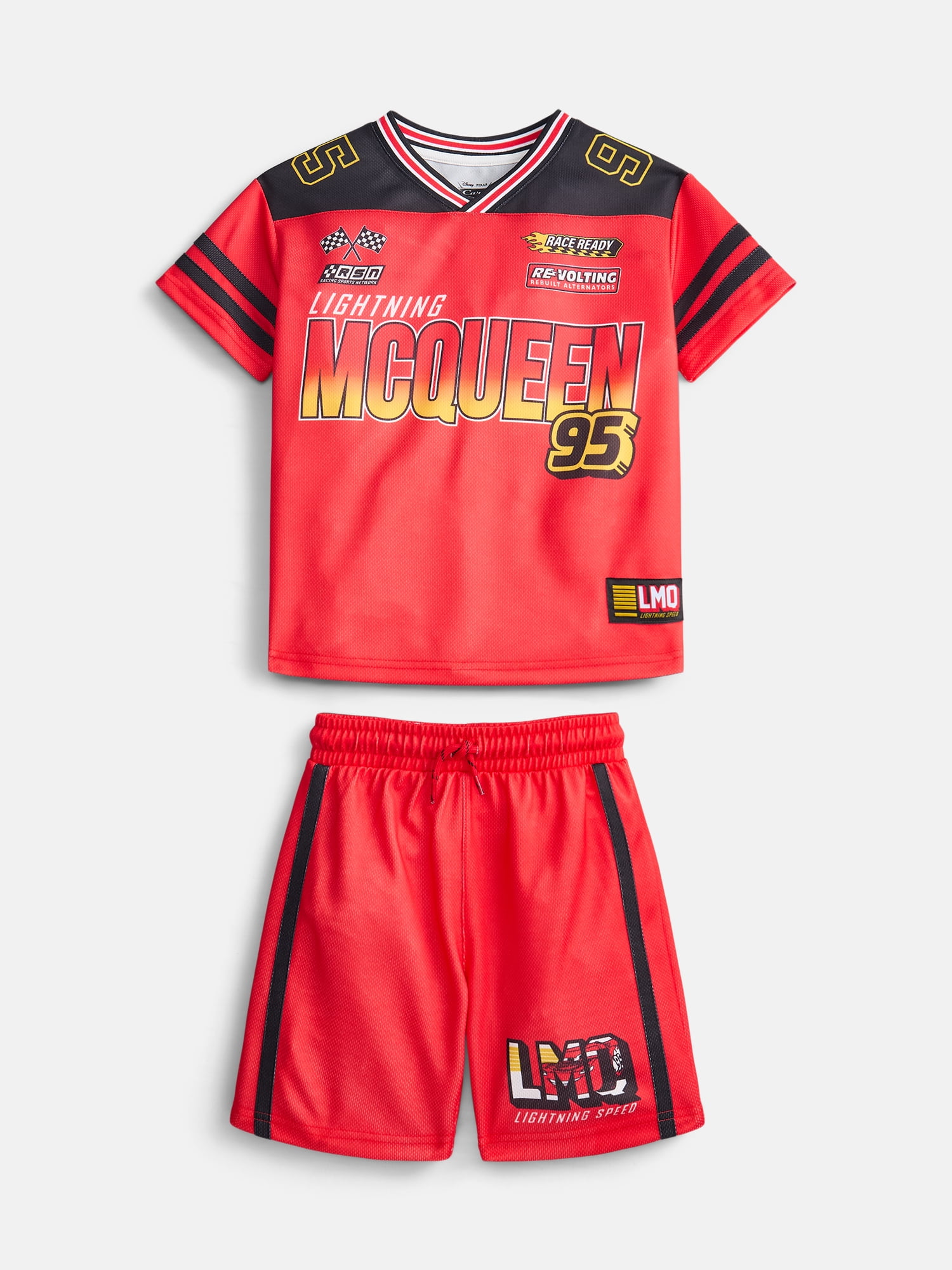 Pixar Cars Boys Short Sleeve Graphic Football Jersey with Matching Short, Sizes 4-16