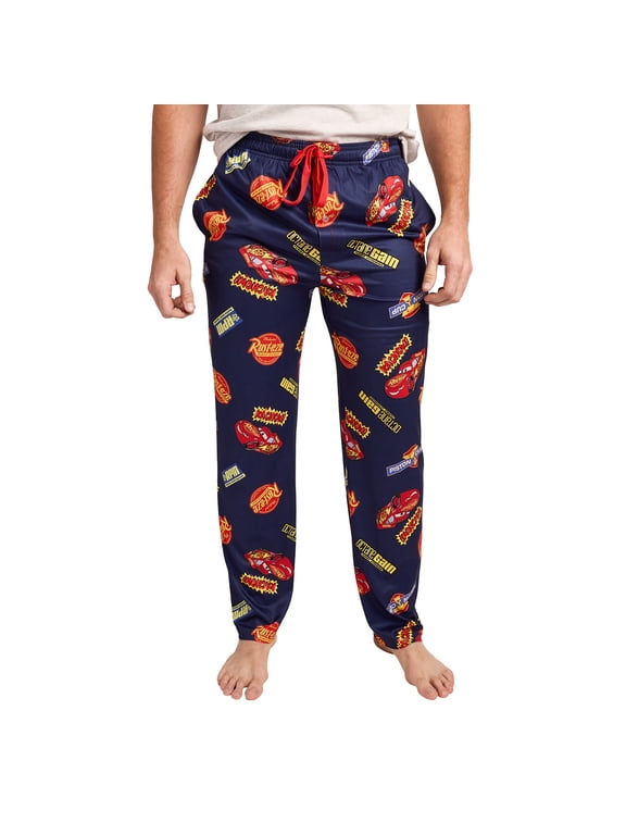 Pixar Cars Lightning McQueen & Radiator Springs Logos Adult Navy Sleep Pajama Pants-Small