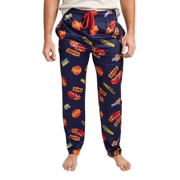 Pixar Cars Lightning McQueen & Radiator Springs Logos Adult Navy Sleep Pajama Pants-XXL