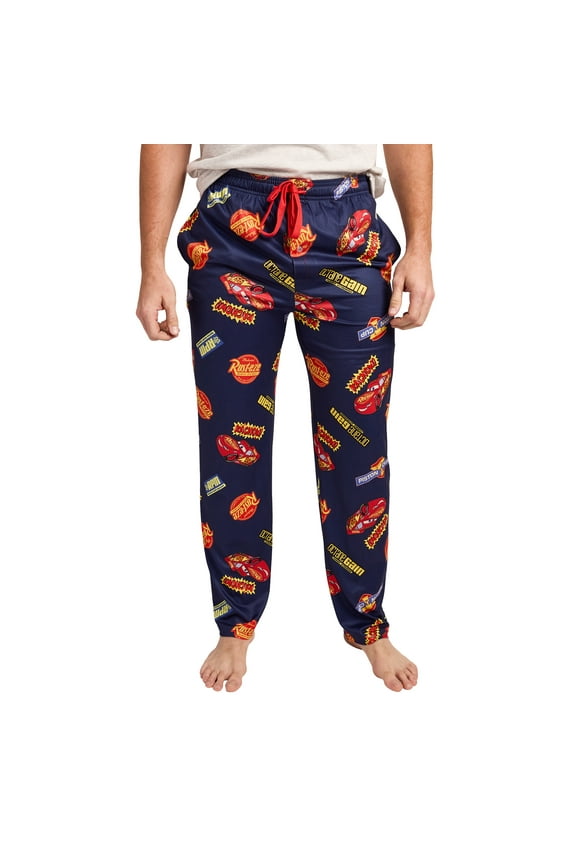 Pixar Cars Lightning McQueen & Radiator Springs Logos Adult Navy Sleep Pajama Pants-XXL
