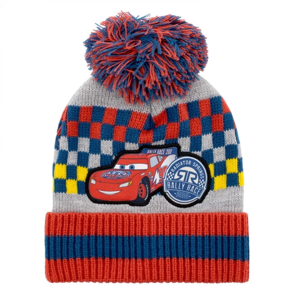 Pixar Cars Lightning McQueen Toddler Knit Beanie with Pom