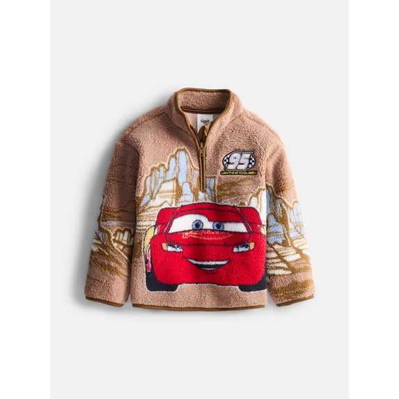 Pixar Cars Toddler Boys Graphic Cozy Half Zip Pullover, Sizes 12M-5T