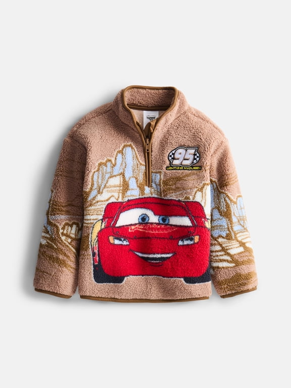 Pixar Cars Toddler Boys Graphic Cozy Half Zip Pullover, Sizes 12M-5T
