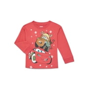 Pixar Cars Toddler Boys' Christmas Graphic Tee with Long Sleeves, Sizes 12M-5T