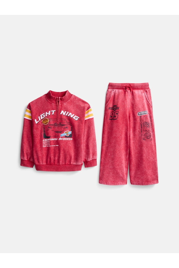 Pixar Cars Toddler Boys Quarter Zip Pullover and Pants Set, 2-Piece, Sizes 12M-5T