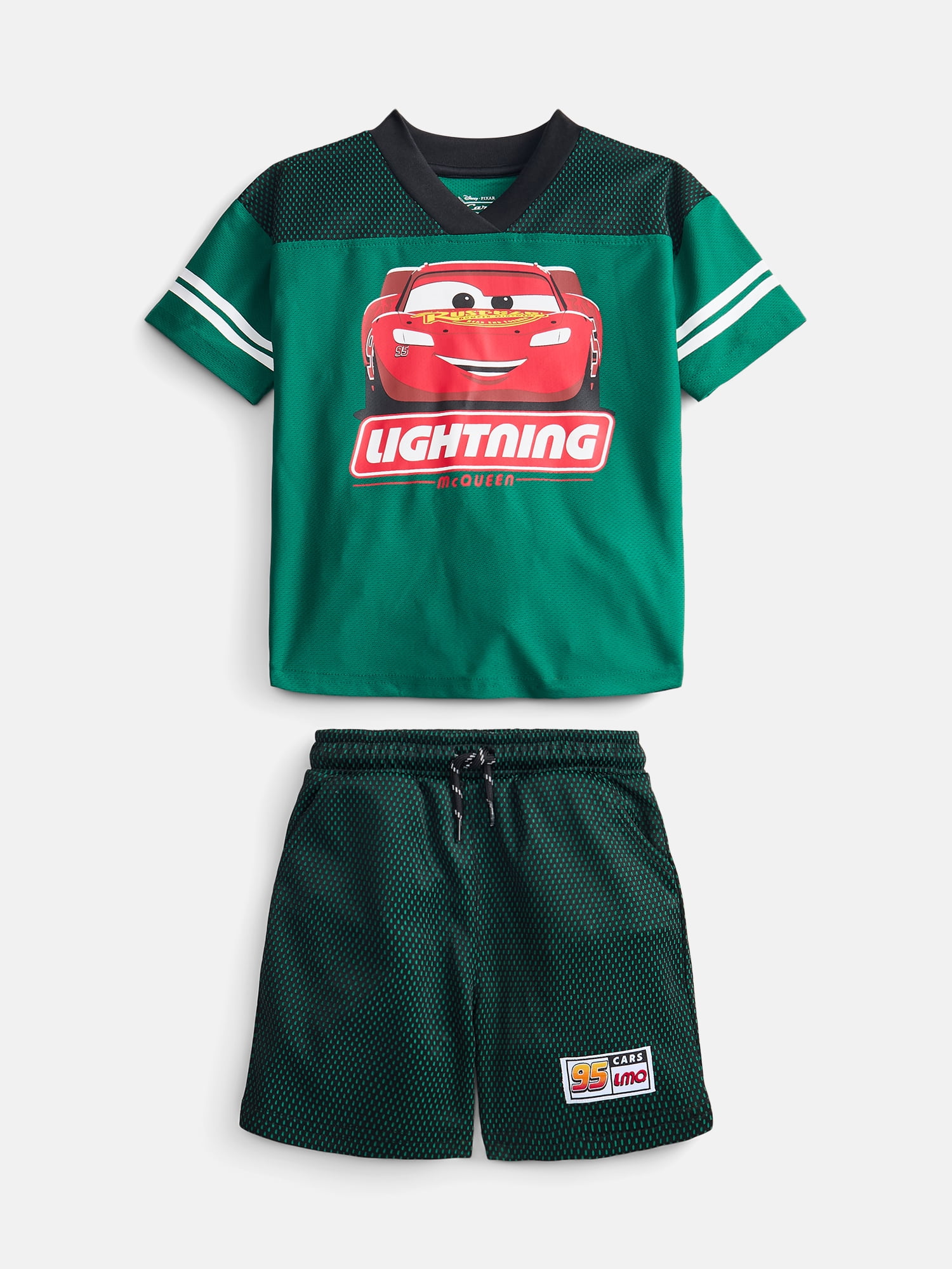 Pixar Cars Toddler Boys V Neck Football Jersey and Shorts Set, 2 Piece, Sizes 12M-5T