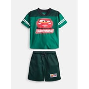 Pixar Cars Toddler Boys V Neck Football Jersey and Shorts Set, 2 Piece, Sizes 12M-5T
