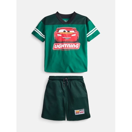Pixar Cars Toddler Boys V Neck Football Jersey and Shorts Set, 2 Piece, Sizes 12M-5T