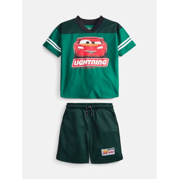 Pixar Cars Toddler Boys V Neck Football Jersey and Shorts Set, 2 Piece, Sizes 12M-5T