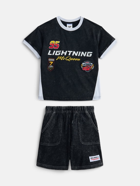 Cars Toddler Boys Short Sleeve Graphic Tee and Matching Shorts Outfit Set, 2-Piece, Sizes 12M-5T