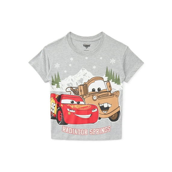Disney Pixar Cars Toddler Boys Holiday Graphic Tee with Short Sleeves, Sizes 12M-5T
