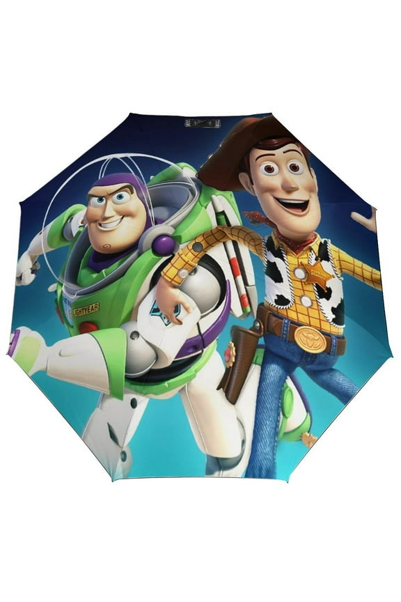 Pixar Toy Story Buzz Lightyear Woody Buds Kids Folding Umbrella,Auto Open/Close,Strong and Portable,Toddler Umbrella with UV Protection- Windproof,Compact,Durable,Lightweight Cute Umbrella for girls