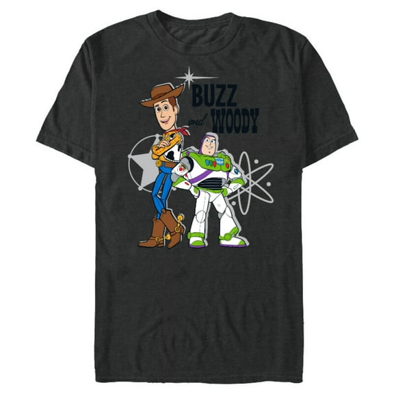 Pixar Toy Story Buzz and Woody T-Shirt- Short Sleeve Blended T-Shirt for Adults - Customized-Dark Heather