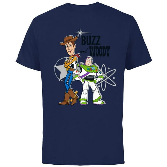 Pixar Toy Story Buzz and Woody T-Shirt - Short Sleeve Cotton T-Shirt for Adults - Customized-Navy