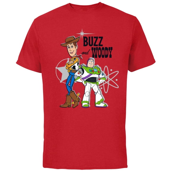 Pixar Toy Story Buzz and Woody T-Shirt - Short Sleeve Cotton T-Shirt for Adults - Customized-Red