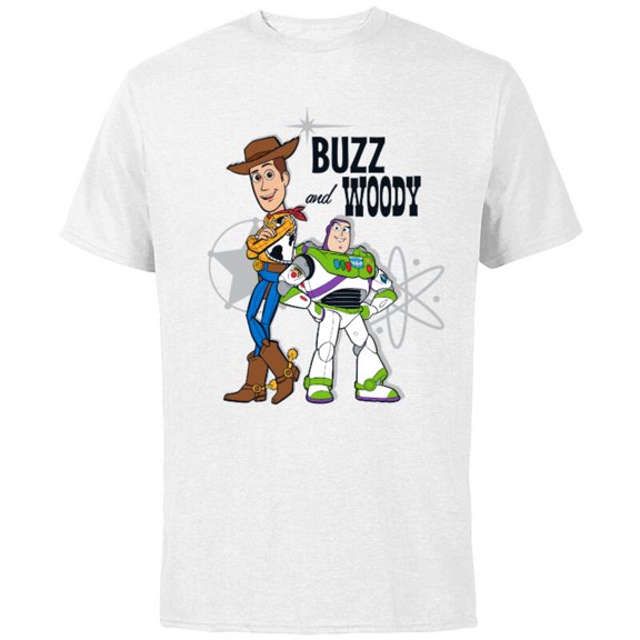 Pixar Toy Story Buzz and Woody T-Shirt - Short Sleeve Cotton T-Shirt for Adults - Customized-White