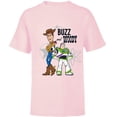 thumbnail image 1 of Pixar Toy Story Buzz and Woody T-Shirt - Short Sleeve T-Shirt for Kids - Customized-Soft Pink, 1 of 5