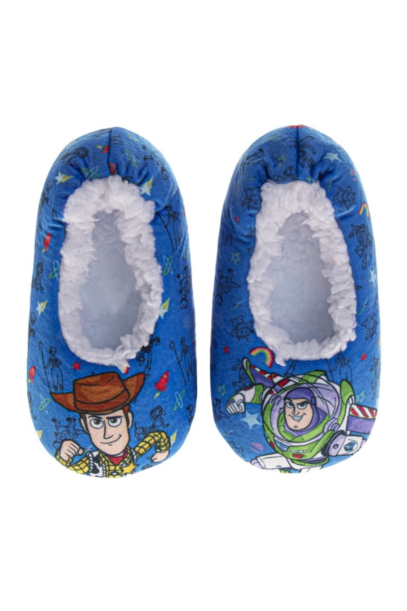 Pixar Toy Story Slippers for Kids, Woody and Buzz Comfortable Cozy Indoor Soft (Toddler Little Kid), Blue, Size: 5-6