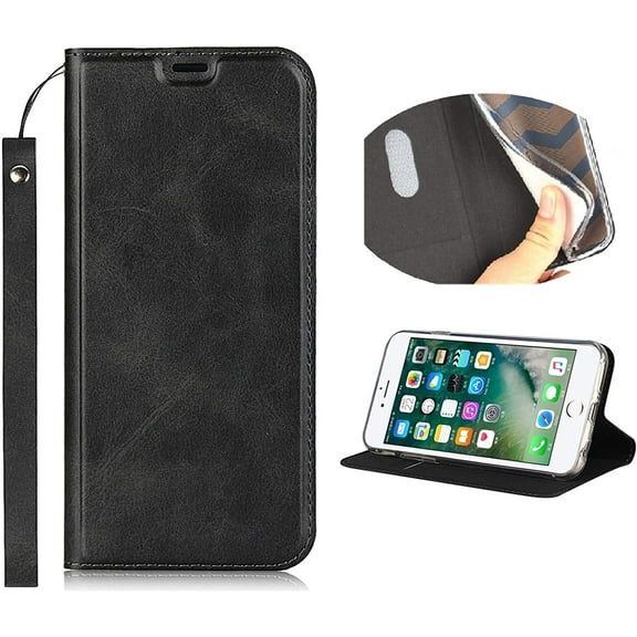 Pixel 3 Case with Wrist Strap, Classic PU Leather Wallet Case Slim Flip Folio with Card Holder,Kickstand Feature Magnet Closure Case Cover for Google Pixel 3,Black