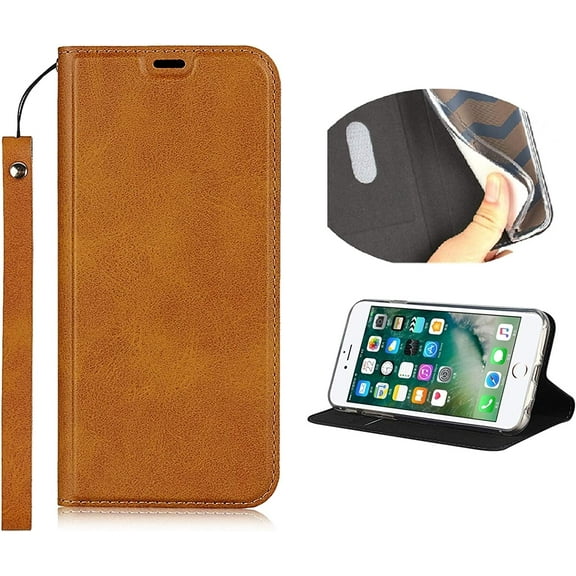 Pixel 3A Case with Wrist Strap, Classic PU Leather Wallet Case Slim Flip Folio with Card Holder,Kickstand Feature Magnet Closure Case Cover for Google Pixel 3A,Khaki