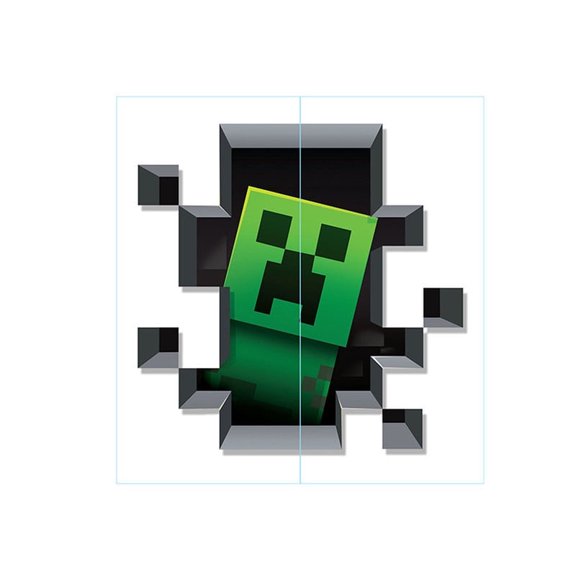 Pixel 3D Block Breakthrough Wall Decal - 20" x 20" Green Character Removable Vinyl Sticker for Gaming Room, Study & Bedroom Decor - Peel & Stick Sandbox Game Mural