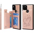thumbnail image 1 of Pixel 5 Wallet Case with RFID Blocking Card Holder,Heart Floral Premium PU Leather Double Magnetic Buttons Stand Flip Wrist Strap Back Cover Case for Google Pixel 5 6.0 Inch,Heart Rosegold, 1 of 16