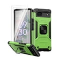 thumbnail image 1 of Pixel 6A Case with 2 Screen Protector, [Military Grade] Drop Proof Shockproof Protection Phone Case with Magnetic Kickstand Car Mount Holder for Google Pixel 6A 5G 6.1inch (Green), 1 of 7