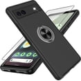 thumbnail image 1 of Pixel 6A Case, Google Pixel 6A Case with HD Screen Protector, Shockproof Google Pixel 6A Phone Case with 360° Magnetic Ring Holder Kickstand Phone Case for Google Pixel 6A Black, 1 of 15