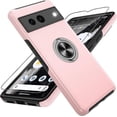 thumbnail image 1 of Pixel 7 Case, Google Pixel 7 Case with HD Screen Protector, Shockproof Google Pixel 7 Phone Case with 360° Magnetic Ring Holder Kickstand Phone Case for Google Pixel 7 Pink, 1 of 15