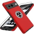 thumbnail image 1 of Pixel 7 Case, Google Pixel 7 Case with HD Screen Protector, Shockproof Google Pixel 7 Phone Case with 360° Magnetic Ring Holder Kickstand Phone Case for Google Pixel 7 Red, 1 of 15