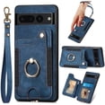 thumbnail image 1 of for Pixel 7 Pro Case,Card Holder Wallet for Google Pixel 7 Pro Case,Ring Stand,RFID-Blocking,Wrist Strap,Camera Protector,Leather Protective  Flip Cover (Blue), 1 of 14