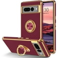 thumbnail image 1 of Pixel 7 Pro Case, Pixel 7 Pro Case with 360° Ring Holder Kickstand Magnetic Car Mount Support Shockproof Anti-Slip Protective Electroplated Case for Google Pixel 7 Pro 6.7'', Wine Red., 1 of 17