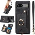 thumbnail image 1 of for Pixel 7a Case,Card Holder Wallet for Google Pixel 7a Case,Ring Holder Stand,RFID-Blocking,Wrist Strap,Camera Protector,Leather Protective Magnetic Flip Cover for Pixel 7A 2023 (Black), 1 of 14